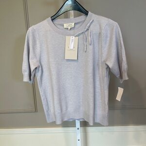 La Vila Milano NWT Sweater Petite Large Gray Cloud Bow Tie Paris boutique preppy